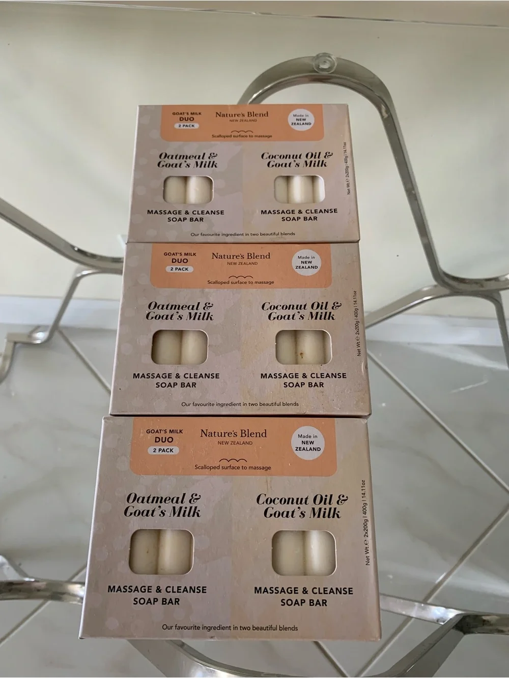 Bundle of 3 packs each pack has 2 large size basoap Natural Blend madeNew Zealan
